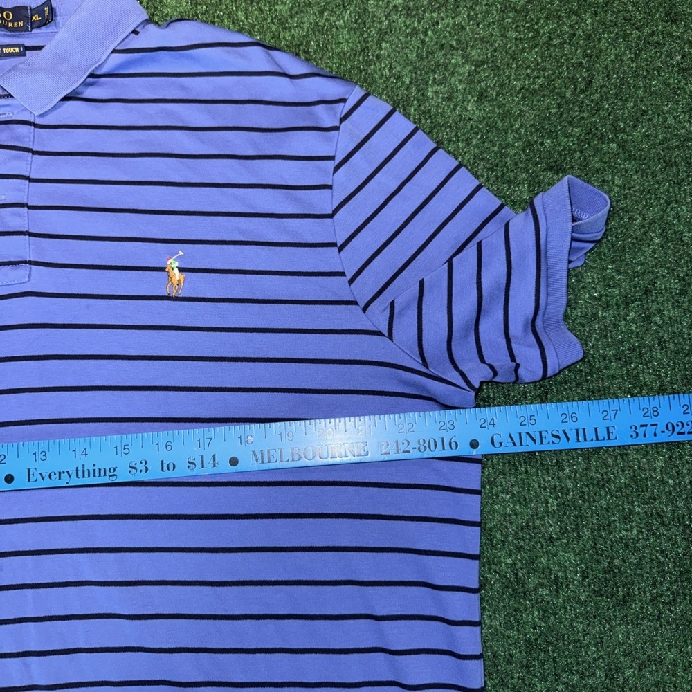 Men's Ralph Lauren Blue Stripe Polo Shirt Pima Soft Size XL Z8 - Picture 4 of 6